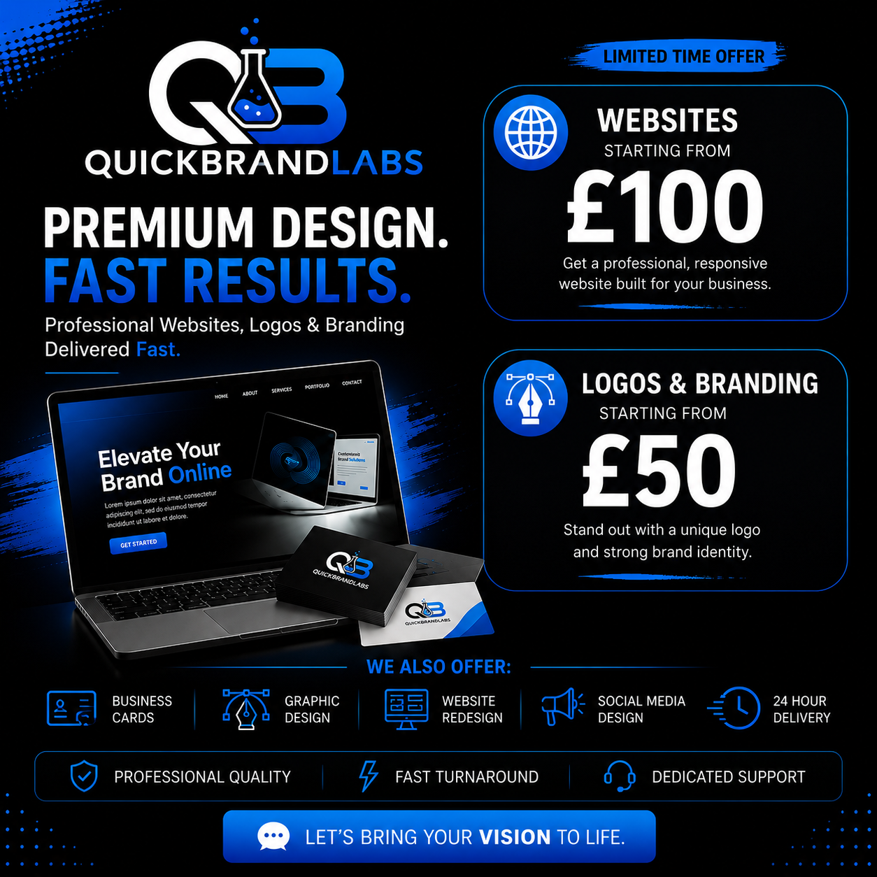 QuickBrandLabs mobile promotional banner